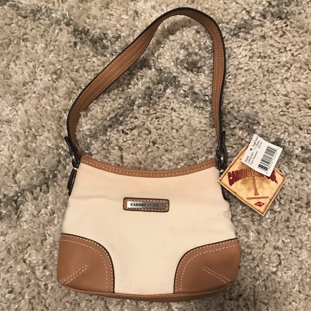 NWT Caribbean Joe // Brown and White Mini Handbag